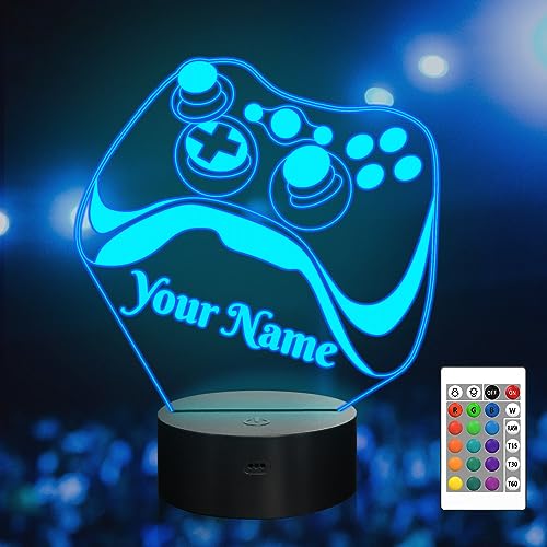 Attivolife Personalisierte 3D Spiel lampe, 16 Farbwechsel dimmbare Hologramm beleuchtung, USB Ladetisch Schreibtisch Schlafzimmer Dekoration Kreatives Geschenk für Kinderjungen mit Fernbedienung von Attivolife