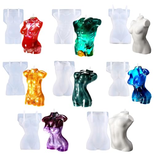 Attuslla 8 Stück 3D Körperform Formen, Körper Ständer Formen weiblich männlich Modell Körperform Kristall Epoxy Gießform(Style B) von Attuslla