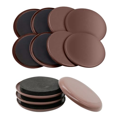 12 Stück Möbelgleiter Kunststoff Für Teppich, Teflon Teppichgleiter Rund Für Schwere Möbel, Selbstklebende Und Gleiter Für Stuhlbeine Sofa Bett, Möbelschoner Gleitmatte (Beige,3.5Zoll(88.9mm)) von AtuakB