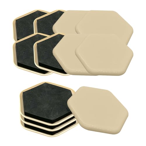 12 Stück Möbelgleiter Kunststoff für Teppich, Teflon Teppichgleiter für Schwere Möbel, Selbstklebende Möbelgleiter und Gleiter für Stuhlbeine Sofa Bett, Möbelschoner Gleitmatte (Hexagon(76 mm)) von AtuakB