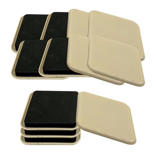 12 Stück Möbelgleiter Kunststoff für Teppich, Teflon Teppichgleiter für Schwere Möbel, Selbstklebende Möbelgleiter und Gleiter für Stuhlbeine Sofa Bett, Möbelschoner Gleitmatte (Quadrat (89 * 89 mm)) von AtuakB