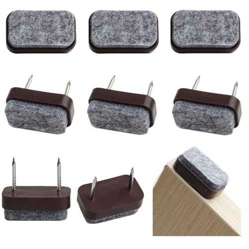 24 Stück Filzgleiter Nagel, Filzgleiter für Stühle Möbelgleiter Filz Stuhlgleiter Bodenschutz Geräuschreduzierung für Möbel Tischbeine mit Kunststoffbox (30 * 18mm Quadrat,Braun) von AtuakB