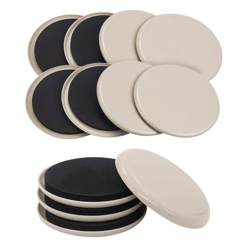 12 Stück Möbelgleiter Teflon PTFE selbstklebend, rund für Teppich und Glatte Böden, Rutschschutz für schwere Möbel, Stühle, Sofa, Bett - Bodenschutz Set (Brown,2.5Inch(63mm)) von AtuakB