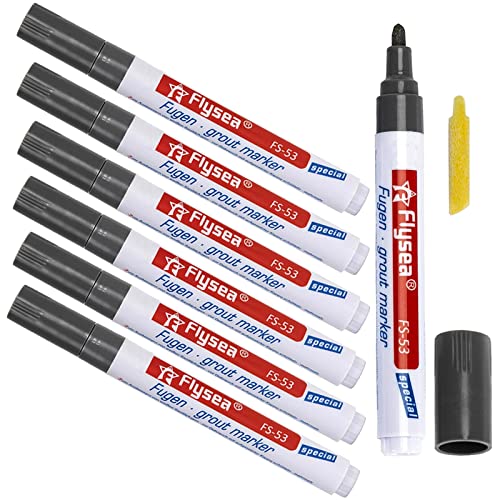 Atuful 6 Stück Fugenstift Fugenmörtel Fliesen Stift Fugen Reparatur Marker mit Ersatzspitze für Fliesen Wand (Grau) von Atuful