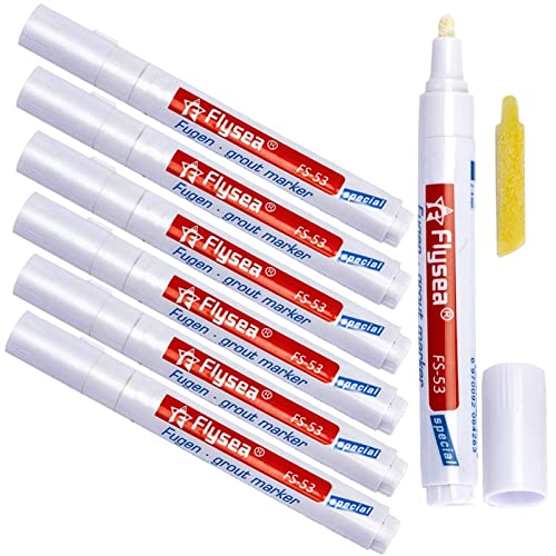 Atuful 6 Stück Fugenstift Fugenmörtel Fliesen Stift Fugen Reparatur Marker mit Ersatzspitze für Fliesen Wand (Weiß) von Atuful
