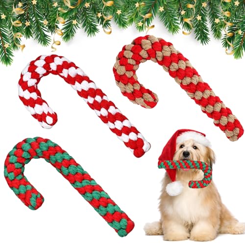 Atuoxing 3 Stück Hundespielzeug Weihnachten, 20cm Kauspielzeug Hund Weihnachten, Hund Spielzeug Weihnachten Zuckerstangen Seil Atuoxing 3 Stück Hundespielzeug Weihnachten, 20cm Kauspielzeug Hund Weihnachten, Hund Spielzeug Weihnachten Zuckerstangen Seil von Atuoxing