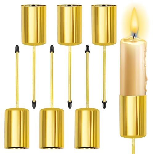 Atuoxing 6 STK Adventskranz Kerzenhalter, Metall Stabkerzenhalter mit Dorn, Gold Kerzentüllen, Kerzenhalter Stabkerze für Adventskranz Deko Weihnachten (Gold) von Atuoxing