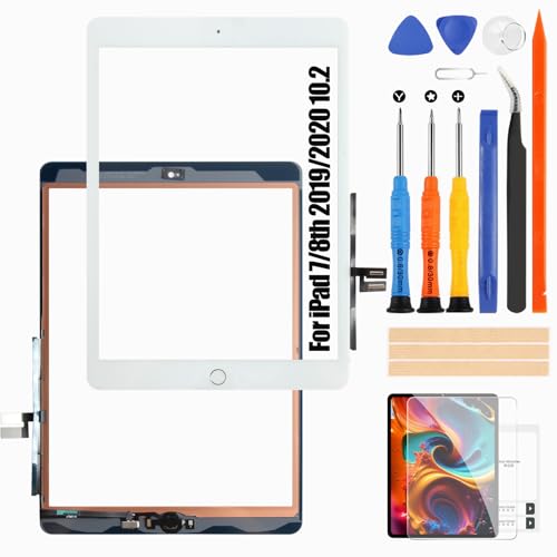 Atwist Touch Screen für iPad 7th 2019 / 8th 2020 10.2 - für iPad 7 Touchscreen A2197 A2198 A2428 A2429 A2430 Digitalisierer mit Home Button Weiß, Kein LCD von Atwist
