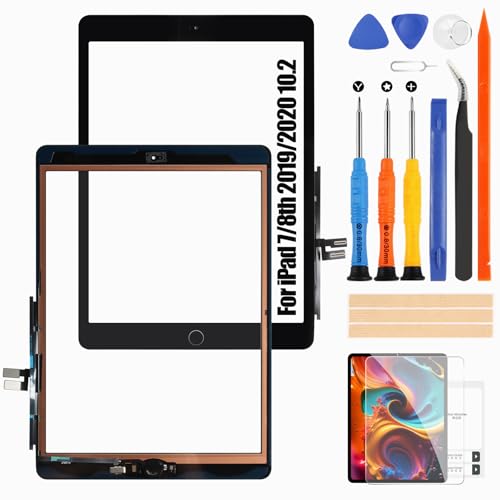 Atwist Touch Screen für iPad 7th 2019 / 8th 2020 10.2 - für iPad7 Touchscreen Digitalisierer A2197 A2198 A2428 A2429 A2430 Schwarz mit Home Button (Kein LCD) von Atwist