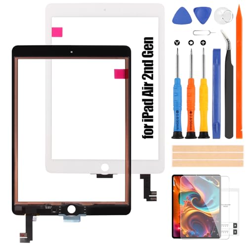 Touch Screen für iPad Air 2 Generation 9.7’’ A1566 - Bildschirm für iPad Air2 Digitalisierer Glas für iPad Air 2nd Gen A1567 Touchscreen Pannello Sensor Reparaturkits Weiß, Kein LCD Display von Atwist