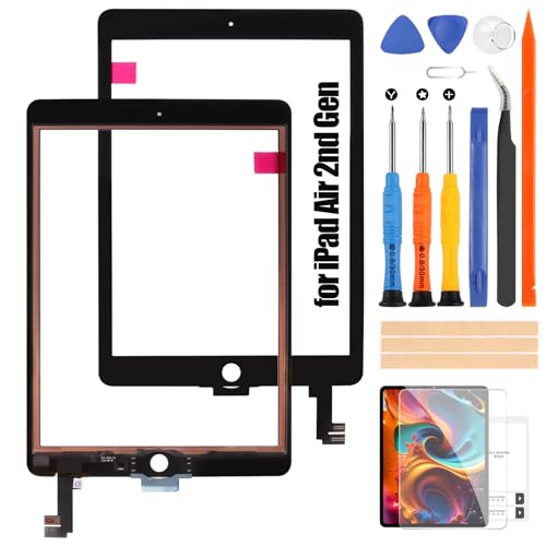 für iPad Air 2 Generation 9.7’’ A1566 A1567 Touch Screen - Digitalisierer für iPad Air 2 Touchscreen für iPad Air2 Glas Pannello Sensor Bildschirm Ersatz Kits Schwarz (Kein LCD Display) von Atwist
