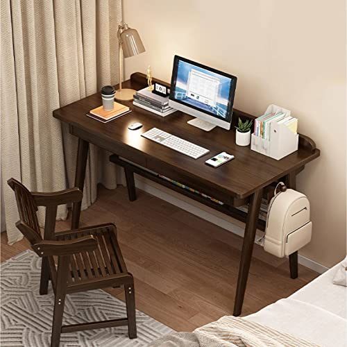 Atwnjkp Computertisch, Studentenschreibtisch aus natürlichem Bambus mit 2 Schubladen und Ablageflächen, einfacher und moderner Schreibtisch für das Heimbüro (31 Zoll, Braun F von Atwnjkp
