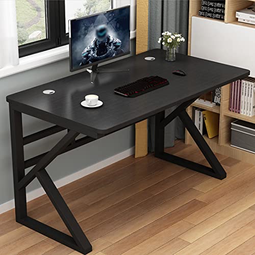 Atwnjkp Einfacher und moderner Computertisch, großer Arbeitstisch, Home-Office-Arbeitsplatz mit stabilem Metallrahmen (47 Zoll, schwarz) von Atwnjkp