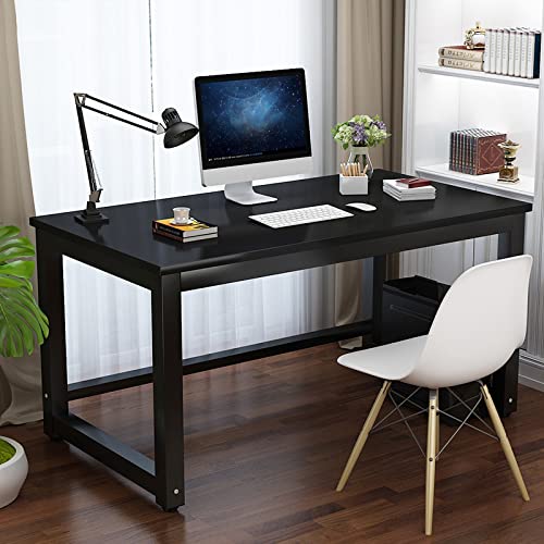 Atwnjkp Großer Computertisch, einfacher und moderner Schreibtisch für das Heimbüro, Studentenschreibtisch, Lesetisch (39 Zoll, schwarz) von Atwnjkp