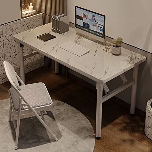 Atwnjkp Klappbarer Computertisch, modern und einfach, Laptop-Schreibtisch, Heimbüro, Arbeitstisch, Schreibtisch für Studenten, ohne Installation (39 Zoll, weißer Marmor) von Atwnjkp