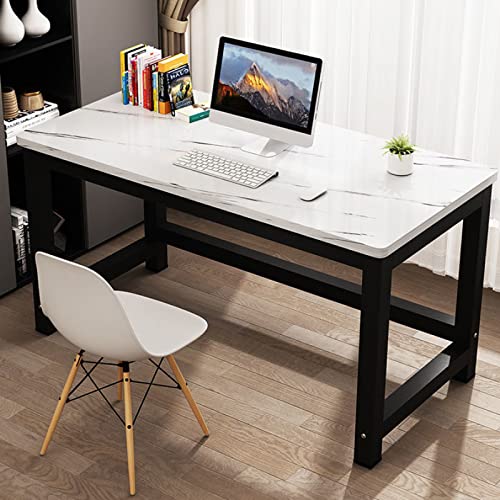 Atwnjkp Moderner Schreibtisch für das Heimbüro, multifunktionaler Computertisch, Arbeitstisch, persönlicher Arbeitsplatz, weißes Metallgestell (47 Zoll, weißer Marmor) von Atwnjkp
