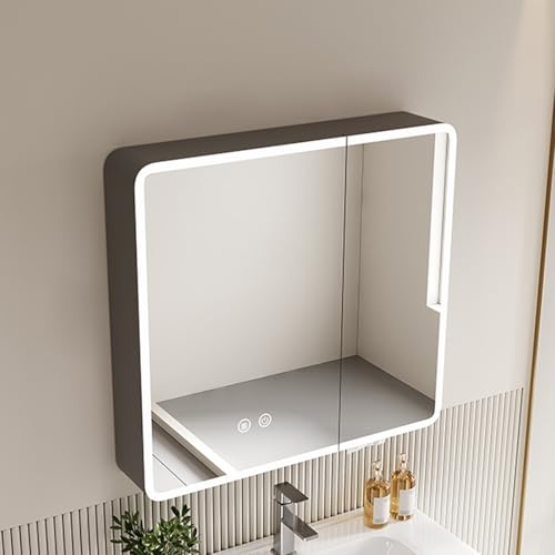 Badezimmer-Spiegelschrank,Medizinschrank mit LED-Spiegel und Antibeschlagfunktion,wandmontierter Badezimmer-Aufbewahrungsschrank,Medizinschrank mit Spiegel,wandmontierter Antibeschlag-Spiegelschra von Atwnjkp
