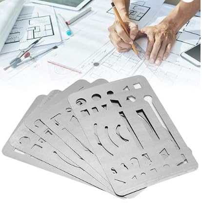 Atyhao 10Pcs Erasing Shield, 27 Löcher Erasing Shield Mehrzweck Engineering Zeichnung vorlage Muster Lineal Zeichnung Zeichnung Werkzeug[Rostfreier Stahl] Zeichen- & Typografiezubehör von Atyhao