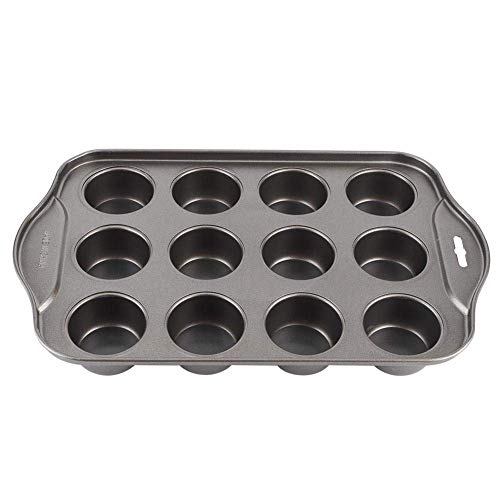 12 Löcher Backform Kohlenstoffstahl Mini Runde Käsekuchenform Antihaft DIY Backen Kuchenform Kuchen Muffin Cupcake Tablett Backgeschirr Küchenutensilien von Atyhao