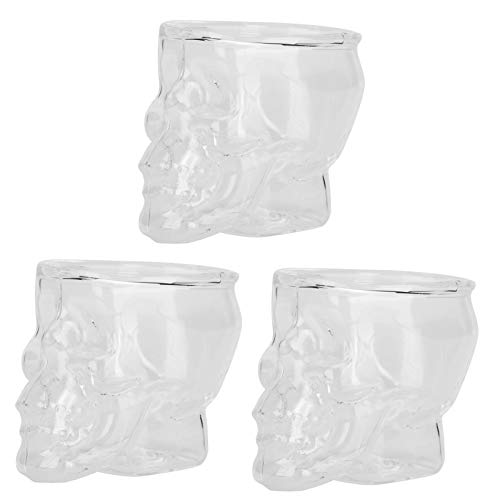 3PCS Glasschale, Weinschädelkopf geformte Glasschale Weinbecher Bier Getränke Getränkebehälter Halloween Party Dekor 75ML von Atyhao