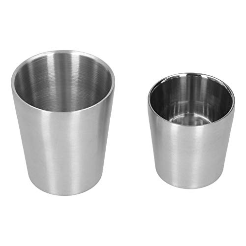 Atyhao 2 Stück 304 Edelstahlbecher Doppelwandige Bierweinbecher Kaffeetasse Stapelbare Pintbecher Becher für Reisen Metallbecher zum Trinken im Freien (180 ml + 300 ml) von Atyhao