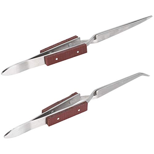 2 Stück Lock Pinzette, fester Schmuck Löten spitze gerade gebogene Spitze DIY Craft Tool Cross Lock Fasergriff Lötpinzette Set von Atyhao