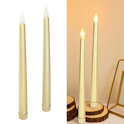 Atyhao 2 Stücke Led Spitzkerzen Geburtstag Sticks Festival Kerzenständer Simulation Party Hochzeit Glänzend Dekoratives Licht Led Kerze Licht Flamme (Vollspray-Gold) von Atyhao