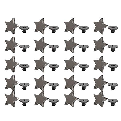 20 Stück Star Shape Niet, Star Stud Button Star Nieten Snap Studs DIY Kleidung Schuhe Dekoration mit Schrauben[Schwarze Metallfarbe]Zubehör von Atyhao