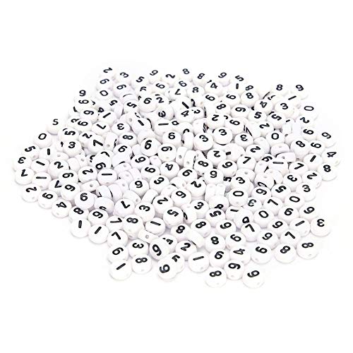 500PCS Runde Nummer Acrylperle, Acrylperlen DIY handgefertigte Perle Schmuck Zubehör Nummer 0-9 für Craft Collection von Atyhao