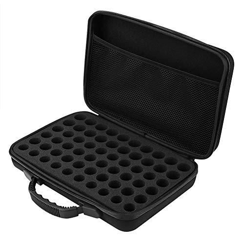 Atyhao 60 Flaschen Langlebige wasserdichte Hartschale Eva Große Kapazität Ätherische Öle Griff Tragetasche Tasche Nagellack Aufbewahrungsbox Schaumstoffeinsatz Organizer Tragetasche(Schwarz) von Atyhao