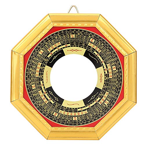 Bagua Spiegel Ornament, Chinesischer traditioneller Feng Shui Bagua Spiegel Konvexer/konkaver Bagua Spiegel mit Goldband Wealth Protection Ornament(Konkav) von Atyhao