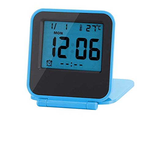 Atyhao Faltbarer Wecker, tragbarer Faltbarer digitaler Tabletop Travel Wecker mit Temperaturkalender Datum Woche(Blau) von Atyhao