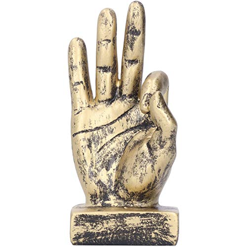 Atyhao Fingerstatue aus Harz, OK Geste Skulptur Hand Tischdekoration aus Harz Finger Geste Kreative Skulptur Hände Skulpturen Kreative Retro Haus [Bronze] Statuen von Atyhao