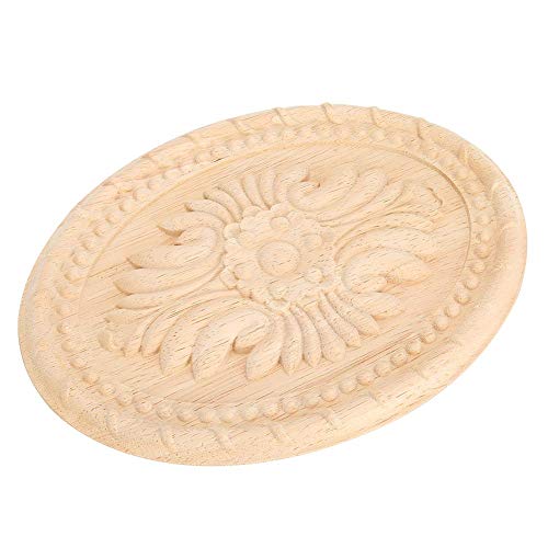 Atyhao Holz Applique, Holz Geschnitzte Onlay Applique Oval Carving Decal Unlackierte Wohnmöbel Dekor von Atyhao