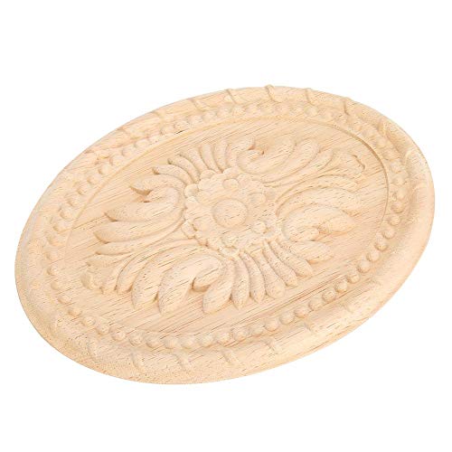 Atyhao Holz Applique, Holz Geschnitzte Onlay Applique Oval Carving Decal Unlackierte Wohnmöbel von Atyhao