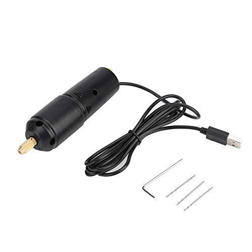 Atyhao Mini Bohrer, DC 5V Tragbare Mini Elektrobohrer mit 3-teiligen Bits Hand Micro USB Bohrer Kompakter, Leichter Mini Bohrer für Holzschmuck aus Kunststoff von Atyhao