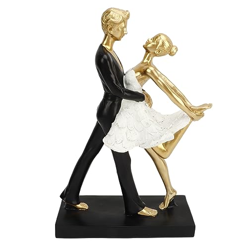 Atyhao Paar-Tänzer-Statue, Goldenes Harz, Elegante Mehrzweck-Tanzpaar-Statue für Büro (7130W-01) von Atyhao