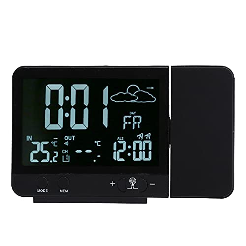 Atyhao Projektionswecker, Außenthermometer, Schlafzimmermessgerät mit EU-Projektor, 230 V, Innenhygrometer, Wetterüberwachungsuhren von Atyhao