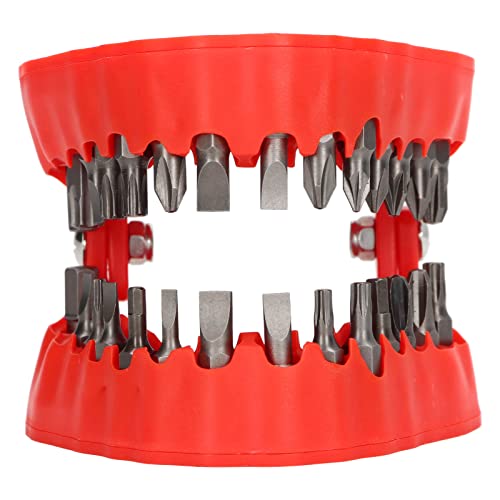 Atyhao Schraubendreher-Bithalter, Prothesenbohrer-Magnethalter, Edelstahl-Bohrerhalter mit 28 Bohrern, Zubehör für Heimwerkzeuge(Rot) von Atyhao