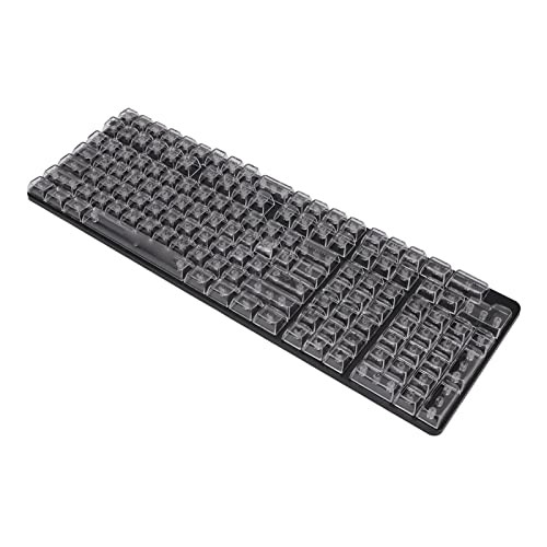 Atyhao Transparente Tastenkappen, Verschleißfest, Ergonomisches Design, CBSA-Höhe, Mechanische Tastatur-Tastenkappen für 87-Tasten-Tastatur (Weiße Schwarze Buchstaben) von Atyhao