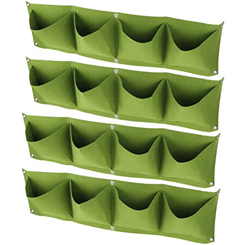 Atyhao Vertikal hängende Außenwand Pflanzer 4St. 4 Taschen Pflanze Grow Bag Wandmontage Wiederverwendbare abbaubare Filz Garten Pflanzer Kräuter, Sukkulenten Künstliche Pflanzen oder Blumen.(Grün) von Atyhao