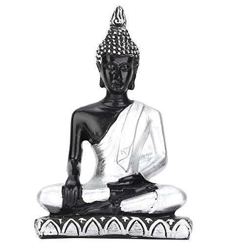 Atyhao Buddha-Statue, Ornament, Kunstharz, kleiner Zen-Buddha, meditierend, sitzend, Buddha-Figur, Südostasien, Innendekoration, 7,1 x 10,9 cm, silberfarben von Atyhao