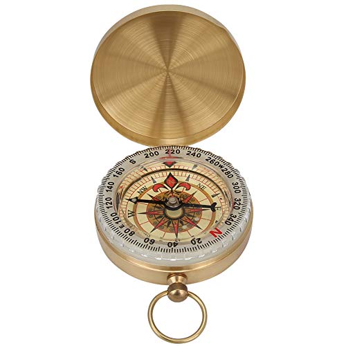 Compass, Retro Style Pocket Brass Compass Uhr Typ Luminous Flip Compass mit Abdeckung für Outdoor Mountaineering Emergency ToolZirkel von Atyhao