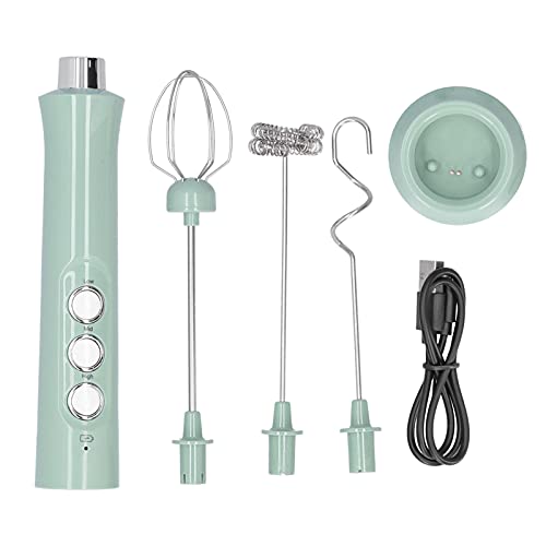 Elektrischer Handmixer, 3 Geschwindigkeiten USB Wiederaufladbarer Elektrischer Milchaufschäumer 1200mAh Schneebesen und Mixer mit 3 Mixer für Kaffee Milchgetränke Lattes Cappuccino Matcha Heiße von Atyhao