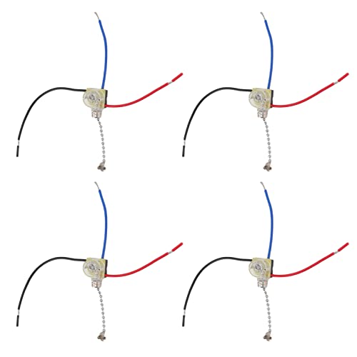 Atyhao Ersatzlampen-Zugkettenschalter, 4-teiliger Deckenventilator-Lichtschalter 3-Draht 250 V 125 V Einfach zu Bedienende Einfache Installation Kupfer für Wandleuchten (Chrom) von Atyhao