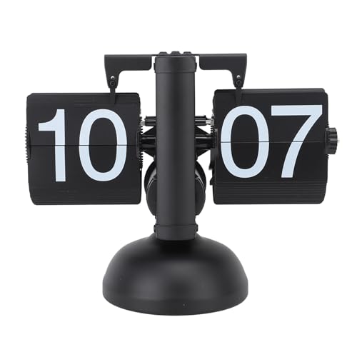 Flip Clock Style Room Kleine 24-Stunden-Retro-Heimuhr für Mechanische Umblätteruhr, One Foot Flip Clock, Große Anzahl Schreibtischregaluhren (Alles schwarz) von Atyhao