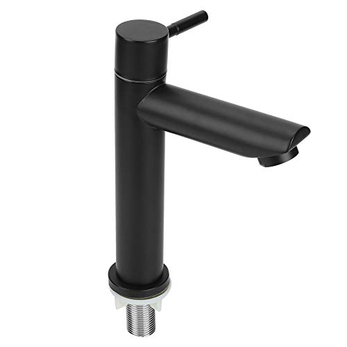 G1/2in Edelstahl Waschbecken Einzelkalt Wasserhahn Wasserhahn für Badezimmer Toilette Schwarz Waschbecken Wasserhähne(#2) von Atyhao