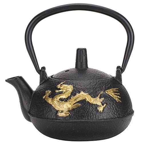 Gusseisen Teekanne, 300ml Gold Dragon Pattern No Coating Teekessel mit Sieb zum Kochen Loseblatt Tee Home Office Tea Room Geschenk OrnamenteTeekannen von Atyhao