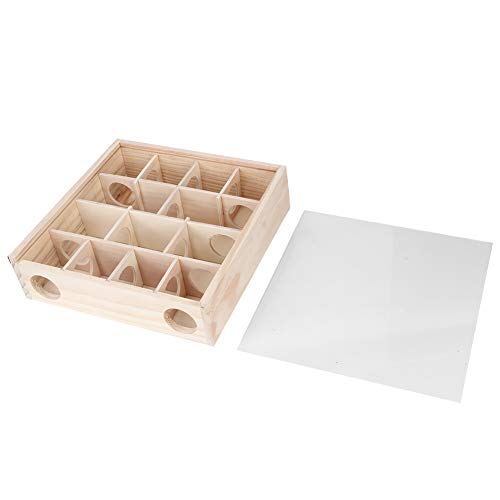 Hamster Labyrinth Tunnel Spielzeug, Naturholz Hamster Labyrinth Maus Intelligentes interaktives Haustier Spielzeug mit Acrylabdeckung für Zwerg Hamster Rennmaus Mäuse von Atyhao