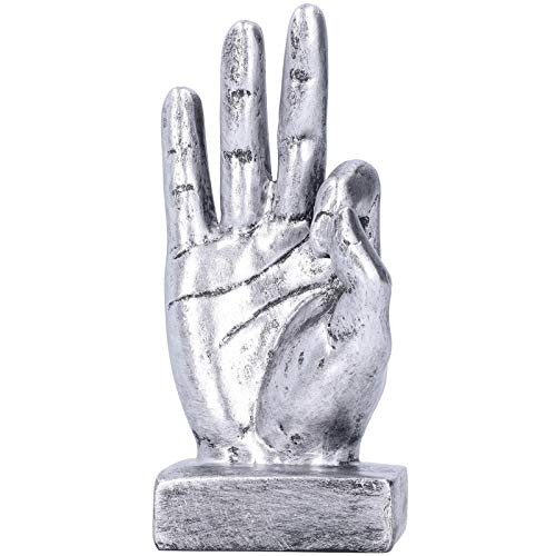 Harz Finger Statue, OK Geste Skulptur Hand Tischdekoration Harz Finger Geste Skulptur Kreative Statue Hände Skulpturen Kreative Retro Home[Silber] Statuen von Atyhao